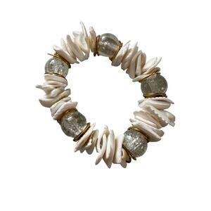Shell and Glass Bead Stretch Bracelet